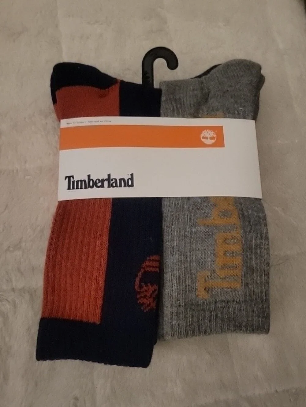 Timberland Men’s Performance 6-Pack Crew Socks — Orange, Navy & Gray Large 9-12